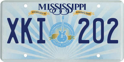 MS license plate XKI202