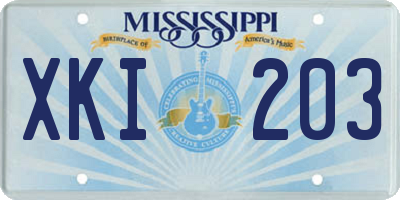 MS license plate XKI203