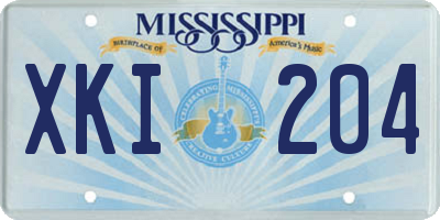 MS license plate XKI204