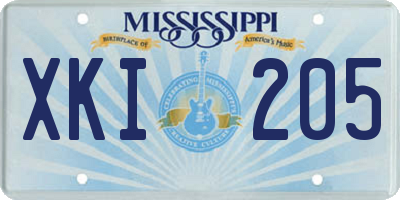 MS license plate XKI205