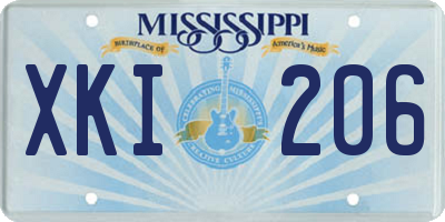 MS license plate XKI206