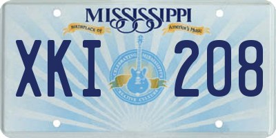 MS license plate XKI208