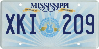 MS license plate XKI209
