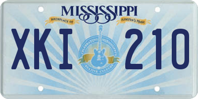 MS license plate XKI210