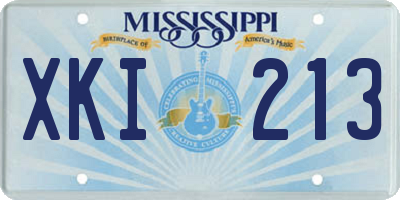 MS license plate XKI213