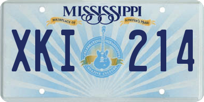 MS license plate XKI214