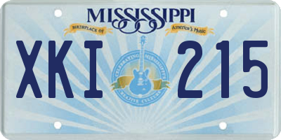 MS license plate XKI215