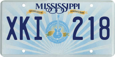 MS license plate XKI218