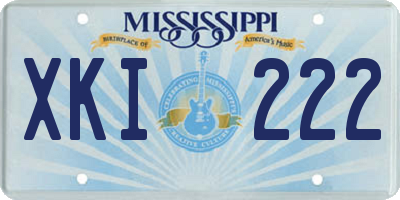 MS license plate XKI222
