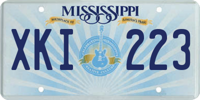MS license plate XKI223