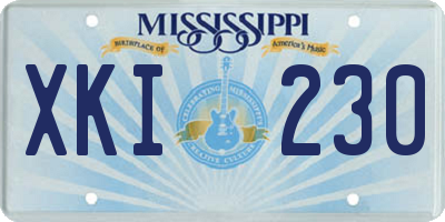 MS license plate XKI230
