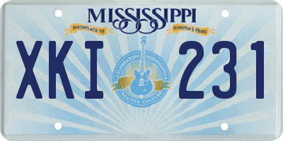 MS license plate XKI231