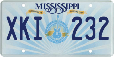 MS license plate XKI232