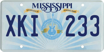 MS license plate XKI233