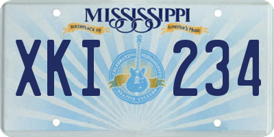 MS license plate XKI234