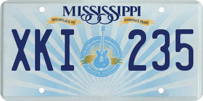 MS license plate XKI235