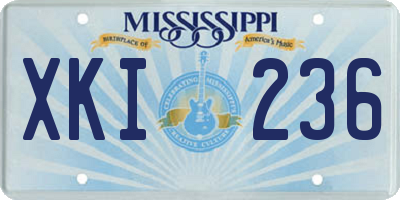 MS license plate XKI236
