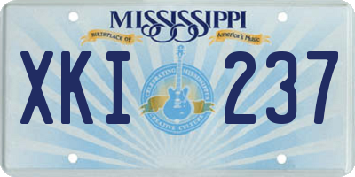 MS license plate XKI237