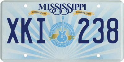 MS license plate XKI238