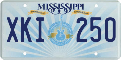 MS license plate XKI250