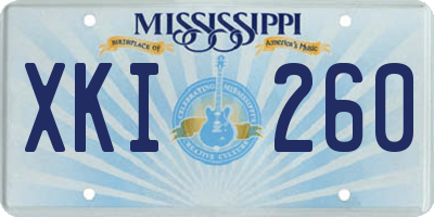 MS license plate XKI260