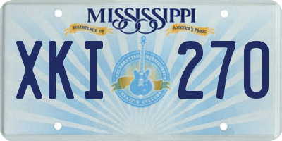 MS license plate XKI270