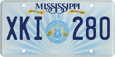 MS license plate XKI280