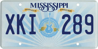 MS license plate XKI289
