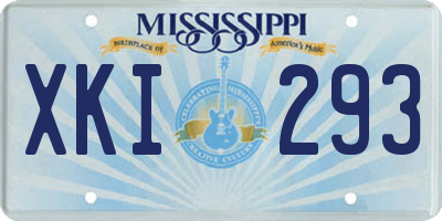 MS license plate XKI293