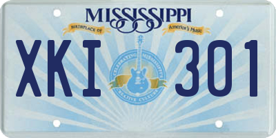 MS license plate XKI301