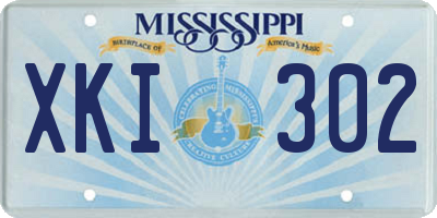 MS license plate XKI302