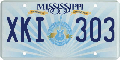 MS license plate XKI303
