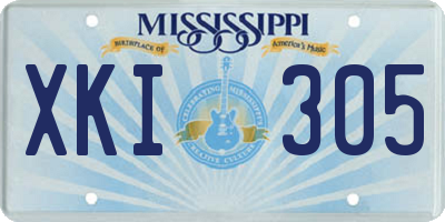 MS license plate XKI305