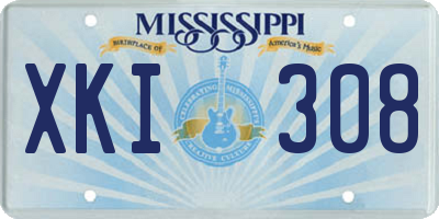 MS license plate XKI308