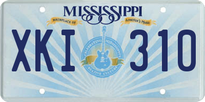 MS license plate XKI310