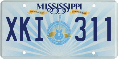 MS license plate XKI311