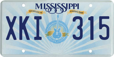 MS license plate XKI315