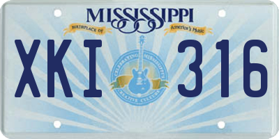 MS license plate XKI316