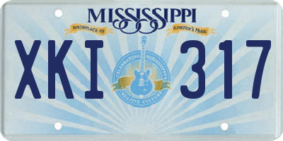MS license plate XKI317