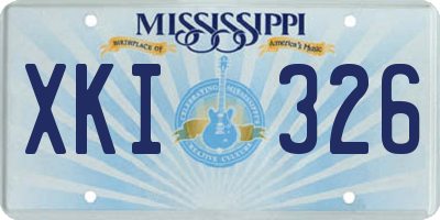 MS license plate XKI326