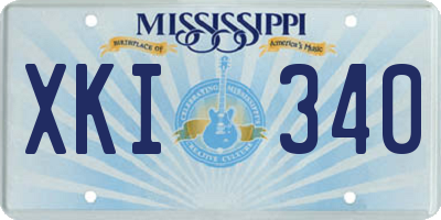 MS license plate XKI340