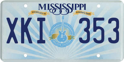 MS license plate XKI353
