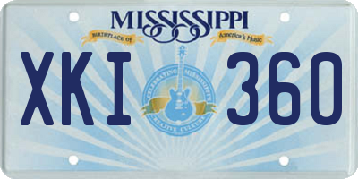 MS license plate XKI360