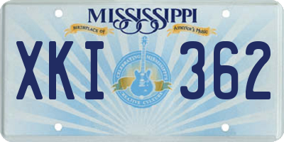 MS license plate XKI362