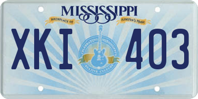 MS license plate XKI403