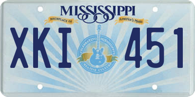 MS license plate XKI451