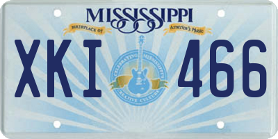 MS license plate XKI466