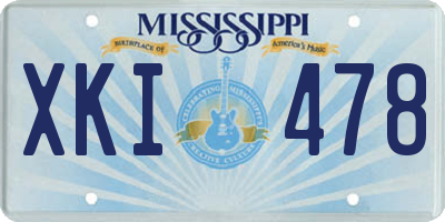 MS license plate XKI478