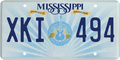 MS license plate XKI494