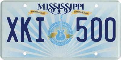 MS license plate XKI500